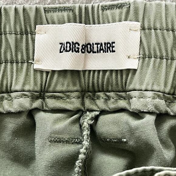 ZADIG & VOLTAIRE PAMELA COTTON TROUSER STRIPE GREEN PANTS SIZE 40 - Picture 11 of 12